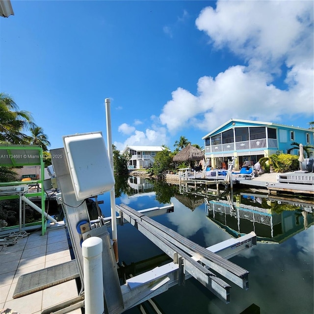 view of dock featuring a water view