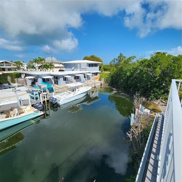 dock area with a water view