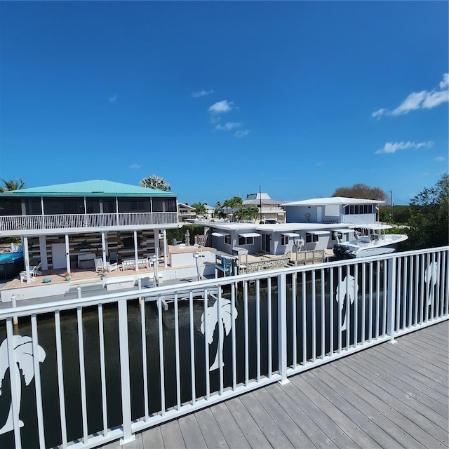 deck with a water view