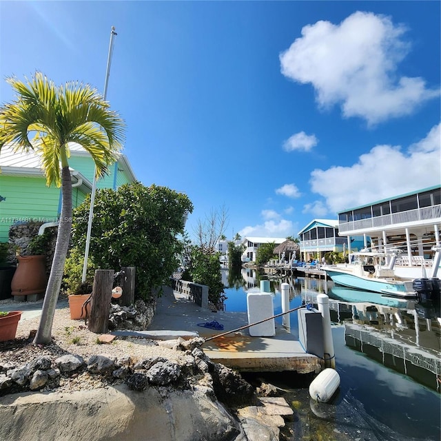 view of dock featuring a water view