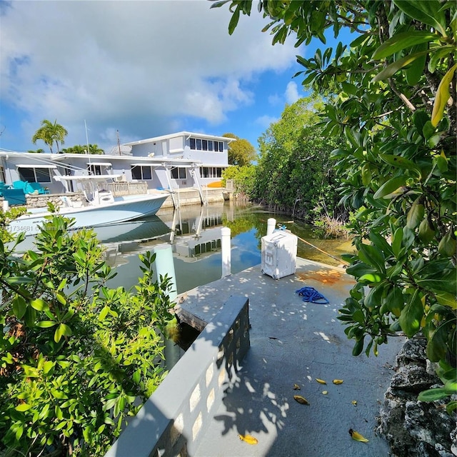 view of dock featuring a water view