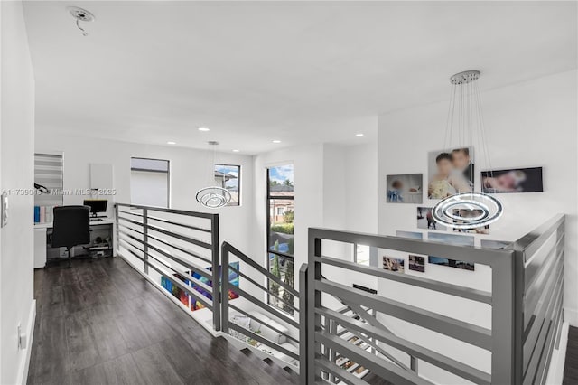 hall featuring dark wood-type flooring