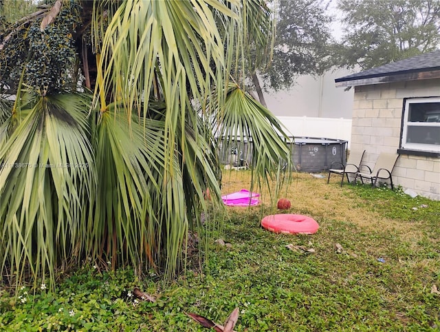 view of yard featuring a pool