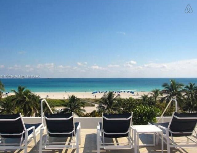 view of water feature featuring a beach view