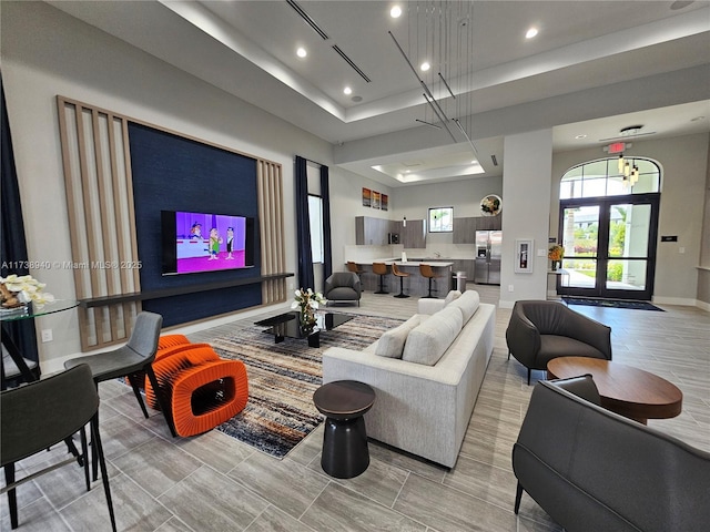 living room with french doors