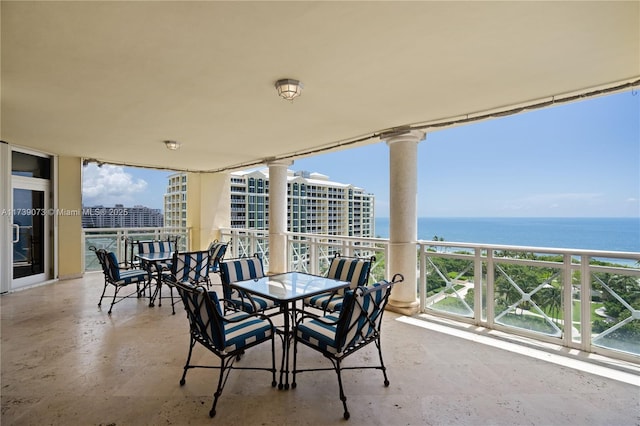 balcony with a water view