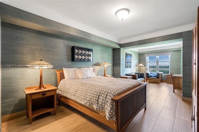 bedroom with ornamental molding