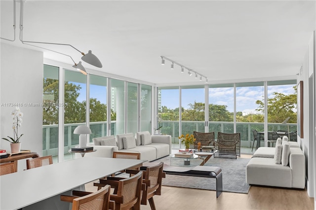 2127 Brickell Ave Unit 705, Miami, FL 33129 - sunroom / solarium with expansive windows, rail lighting, wood finished floors, and plenty of natural light