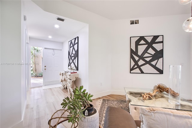 interior space with light hardwood / wood-style flooring