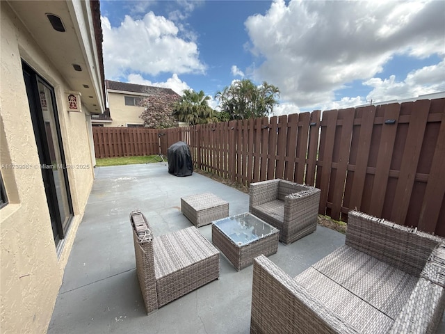 view of patio / terrace featuring an outdoor living space