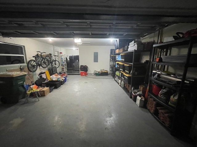 basement featuring electric panel