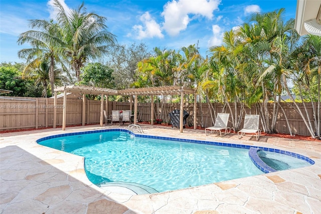 view of pool featuring a patio and a pergola