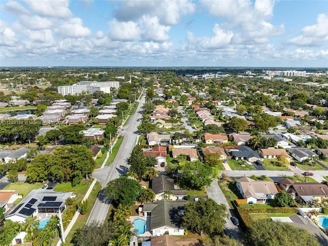 birds eye view of property with a residential view