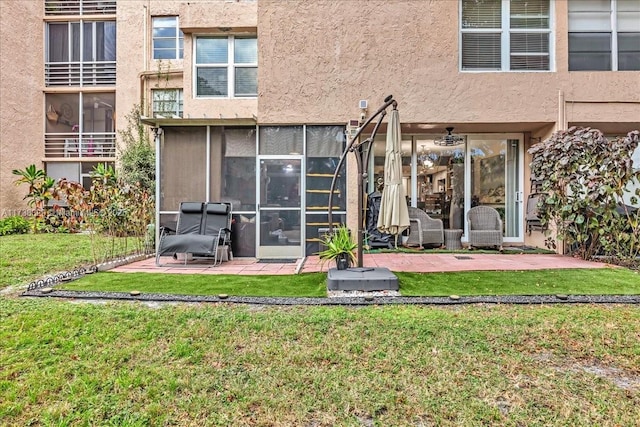 back of house featuring a yard and a patio