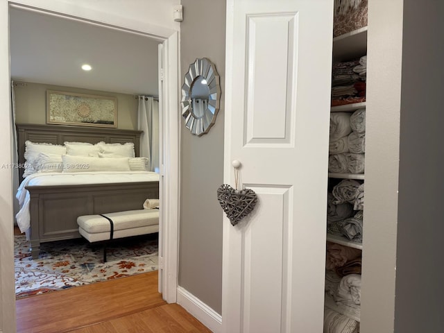 bedroom featuring light hardwood / wood-style floors