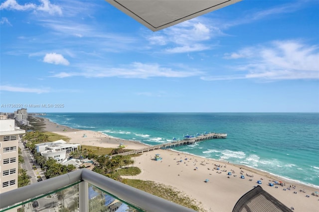 property view of water with a beach view