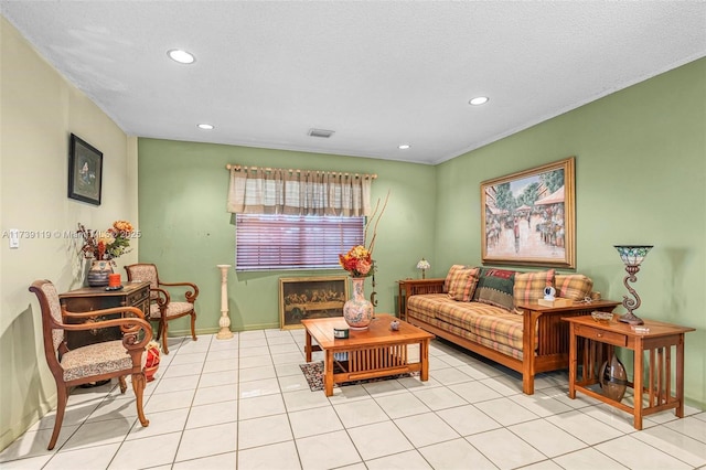 view of tiled living room