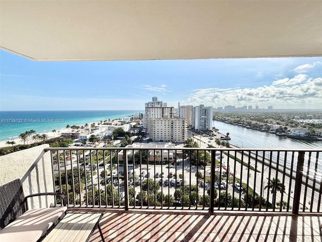 balcony with a water view