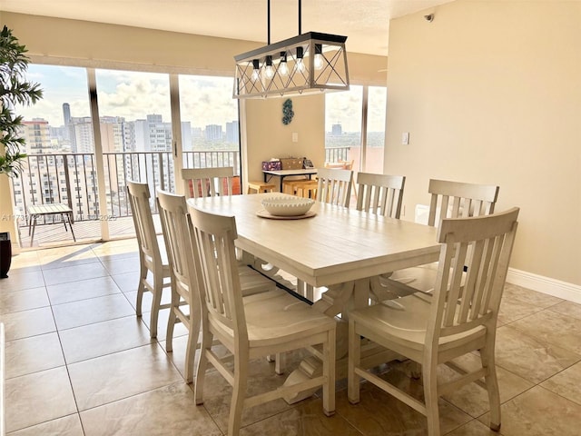 dining room with light tile patterned floors