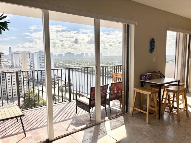 balcony with a water view