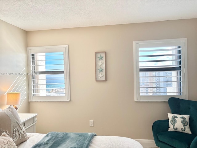 bedroom with a textured ceiling