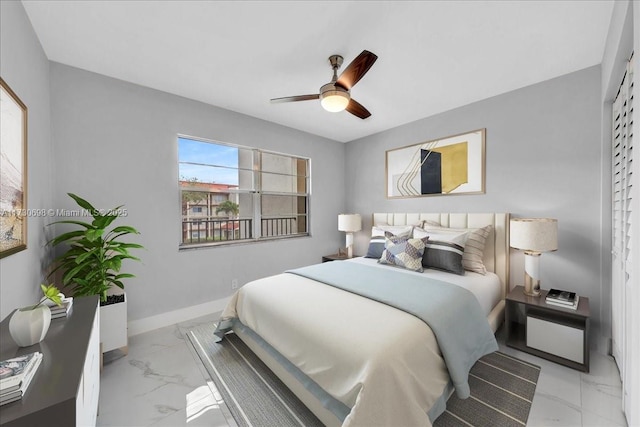 bedroom featuring ceiling fan