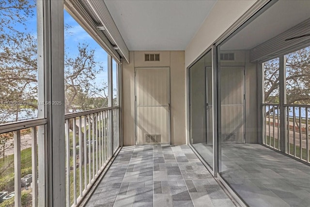 view of unfurnished sunroom