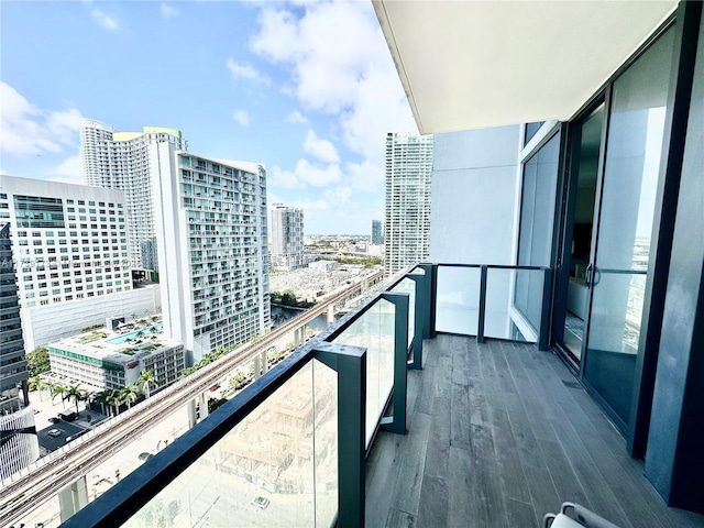 balcony with a view of city