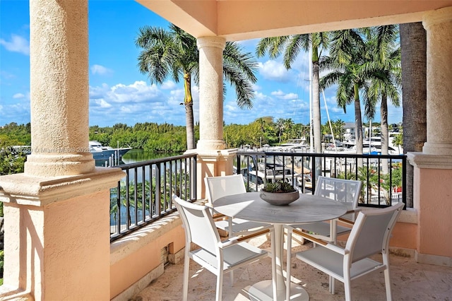 balcony with a water view