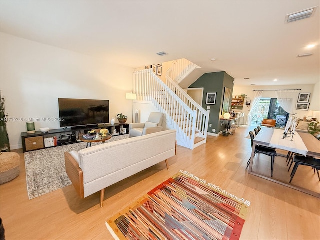 living room featuring wood-type flooring