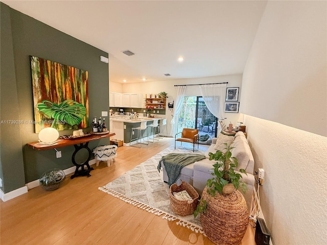 living room featuring light hardwood / wood-style floors