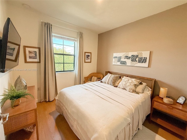 bedroom with light hardwood / wood-style floors