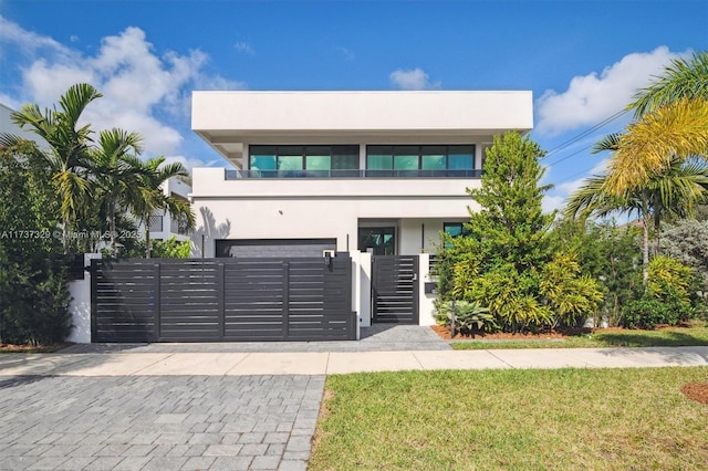 contemporary house featuring a garage