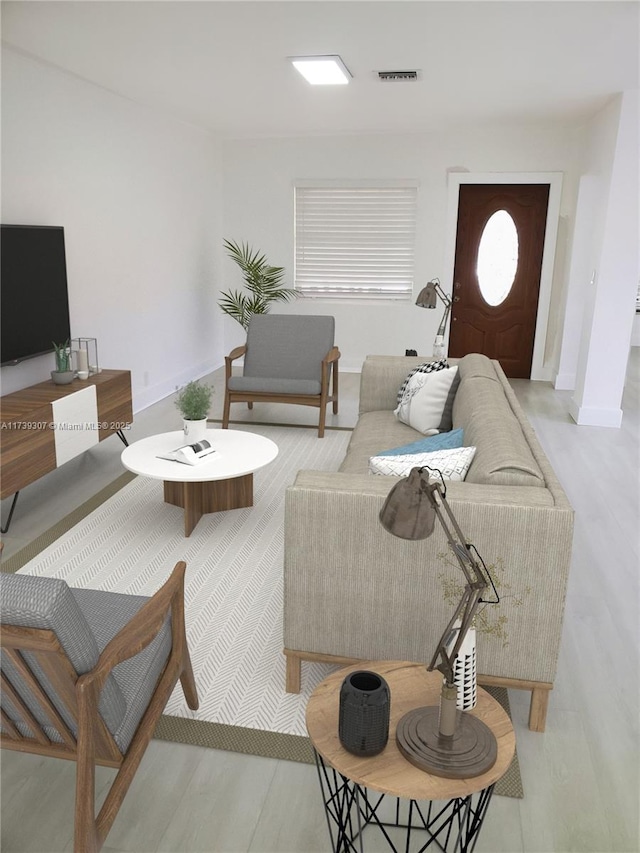 living room featuring light hardwood / wood-style flooring