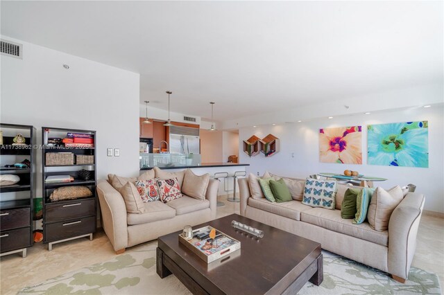 living room with visible vents