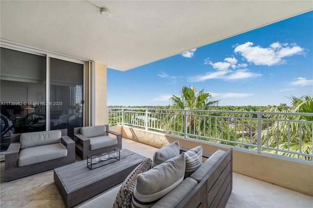 balcony featuring an outdoor living space