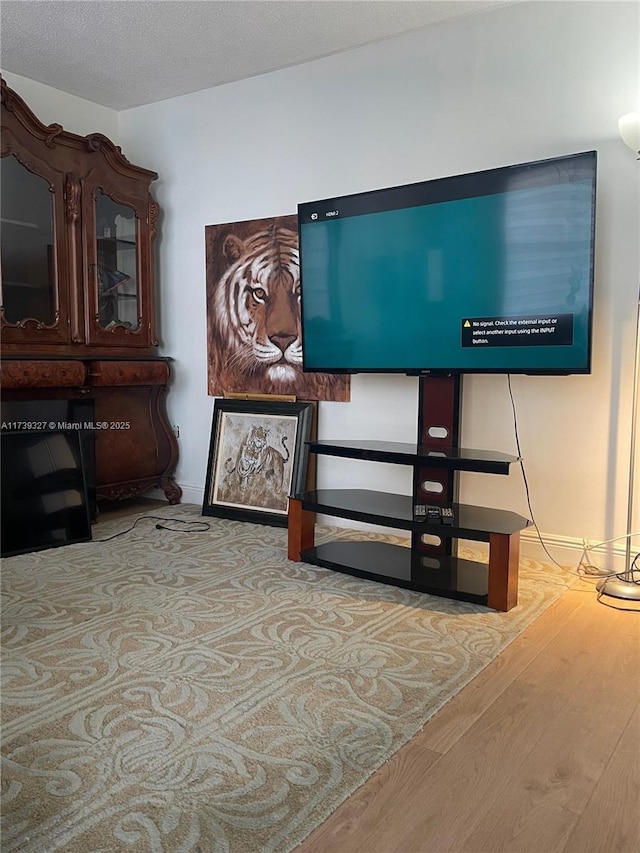 bedroom featuring light hardwood / wood-style flooring and a textured ceiling