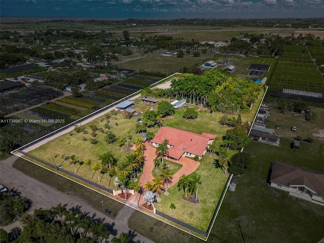 bird's eye view with a rural view