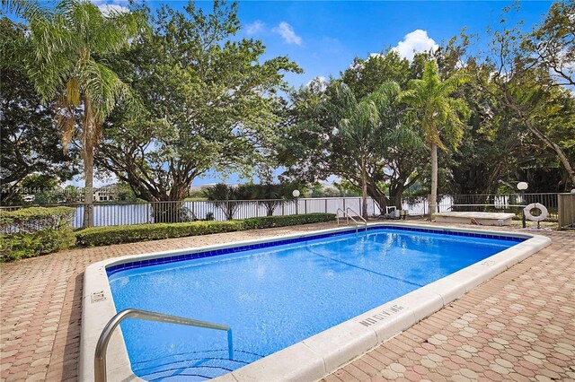 view of swimming pool with a patio