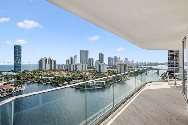 balcony with a water view