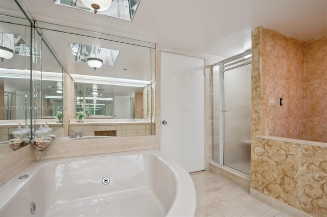 bathroom with plus walk in shower