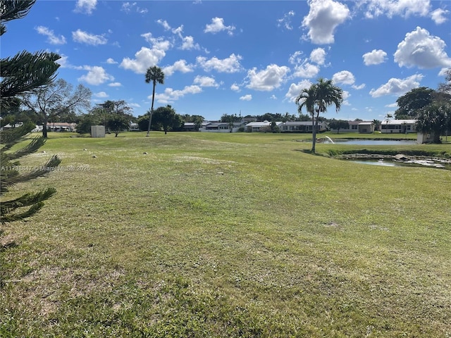 view of yard with a water view