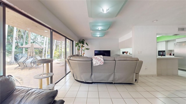 view of tiled living room