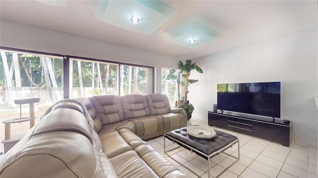 view of tiled living room