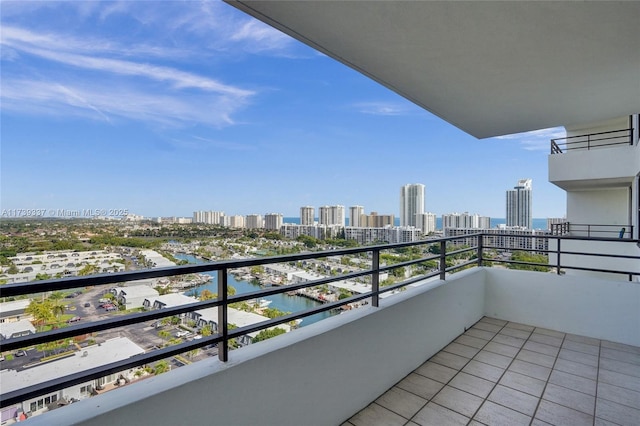 balcony featuring a water view