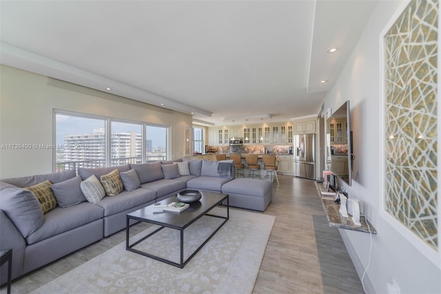 living room featuring light hardwood / wood-style floors