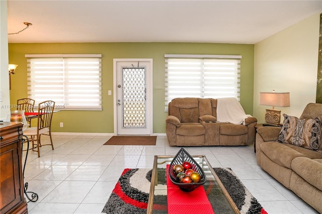 view of tiled living room