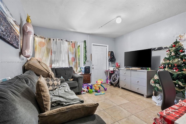 view of tiled living room