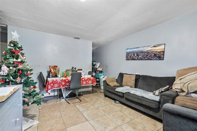 home office featuring light tile patterned floors