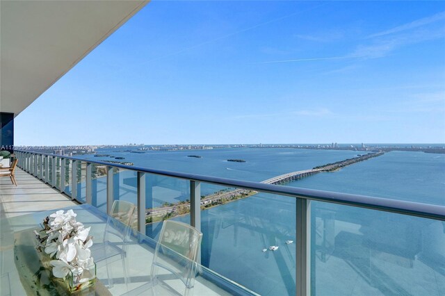 balcony with a water view